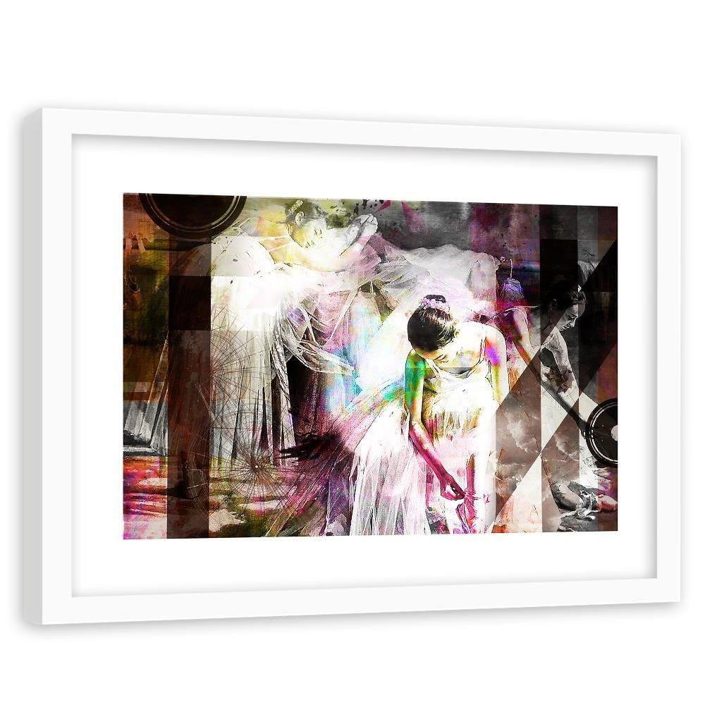Glezna baltā rāmī - Ballerina Dress Abstraction Home Trends DECO