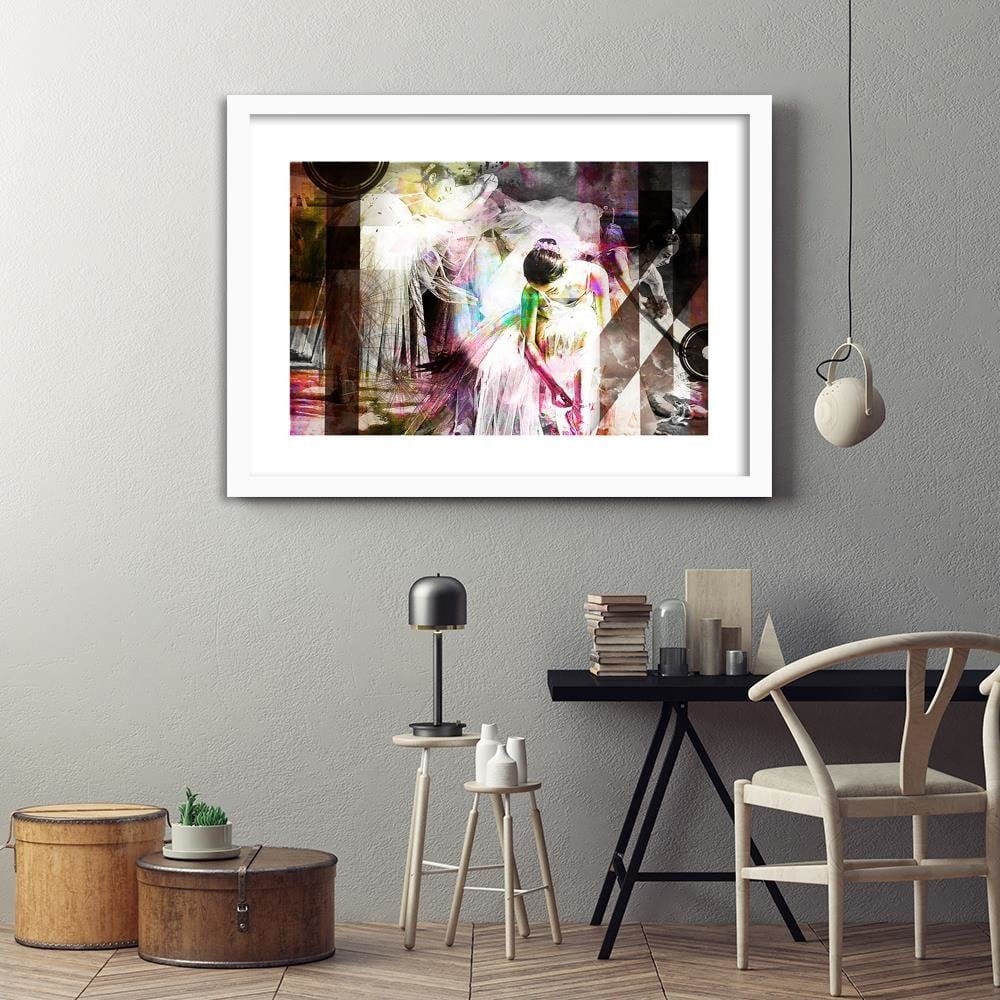 Glezna baltā rāmī - Ballerina Dress Abstraction Home Trends DECO