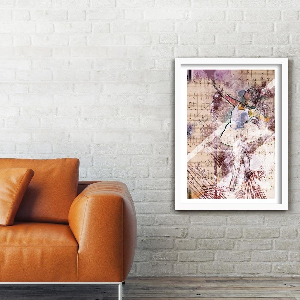 Glezna baltā rāmī - Ballerina In A White Dress  Home Trends DECO