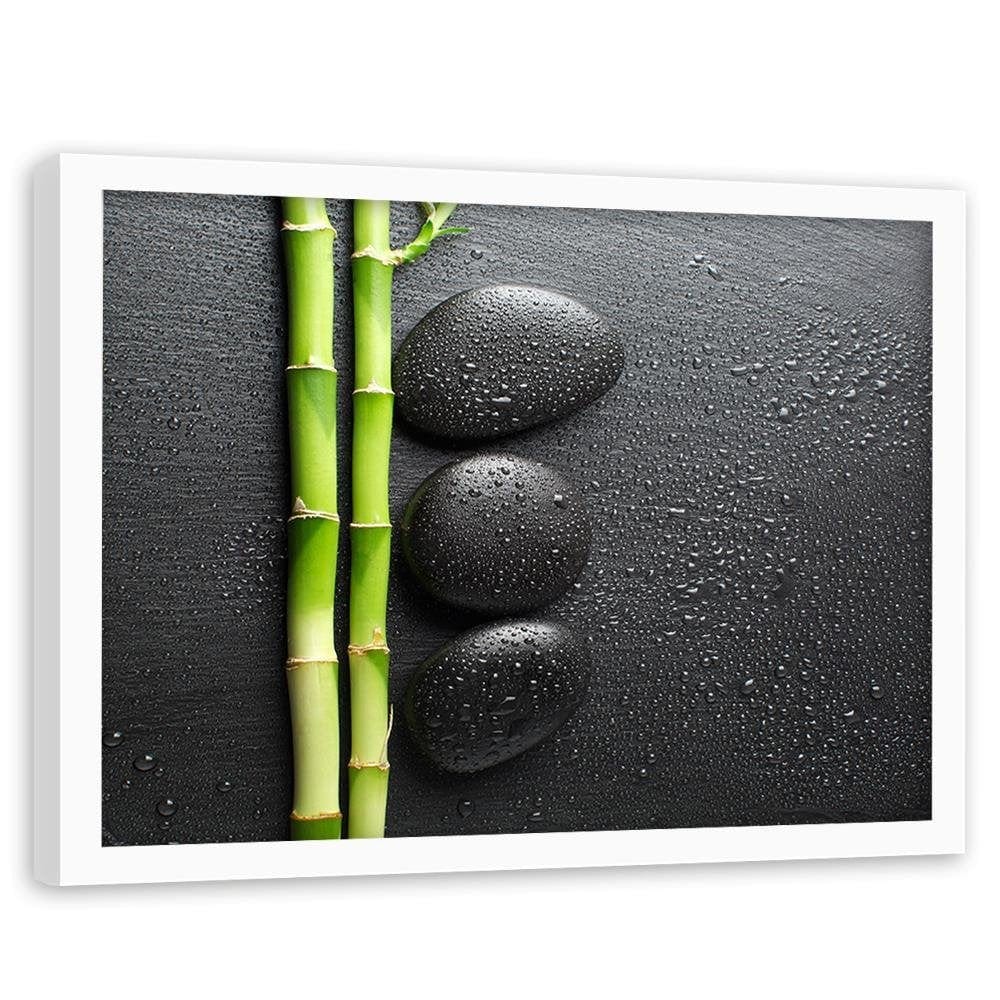 Glezna baltā rāmī - Bamboos On The Black Stones Home Trends DECO