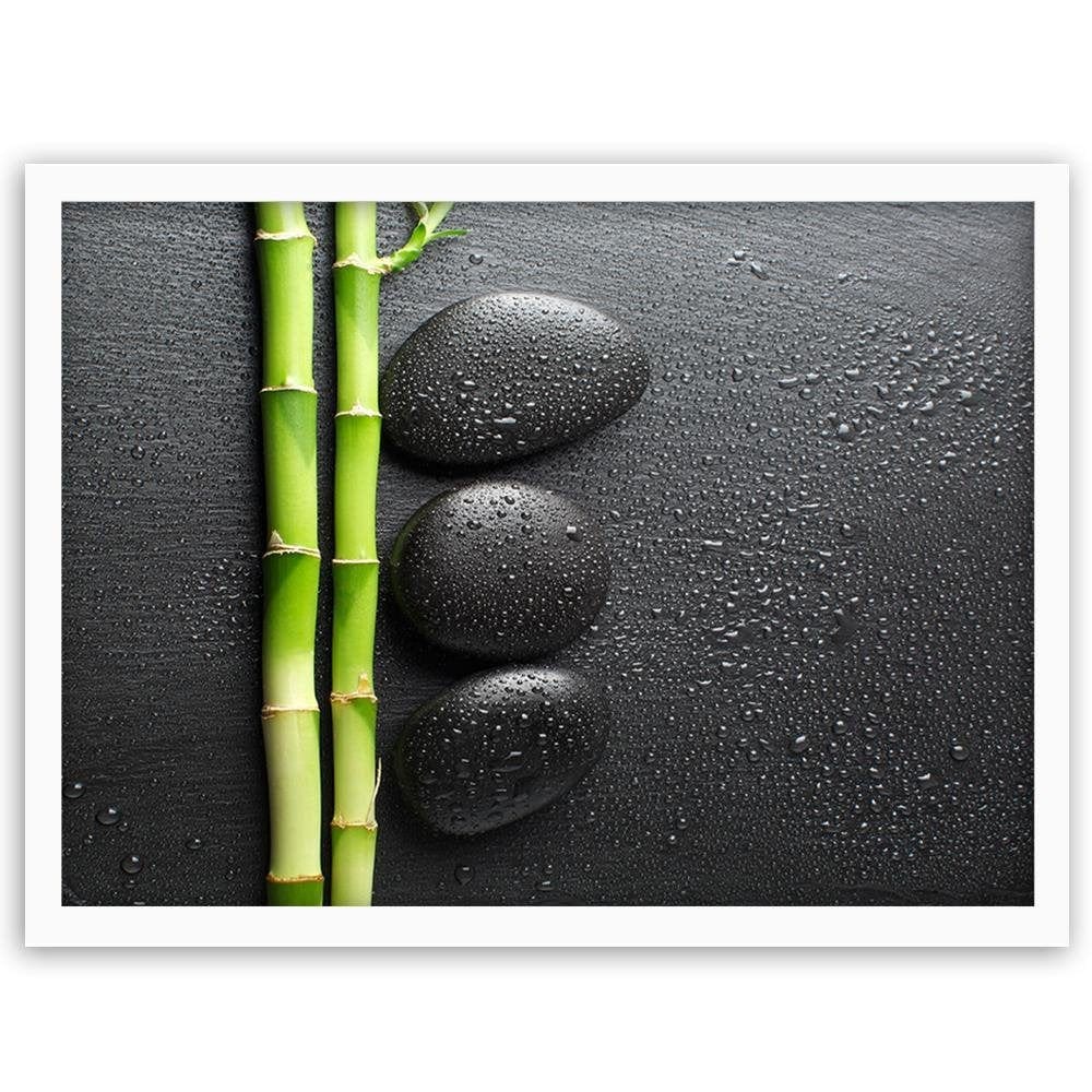 Glezna baltā rāmī - Bamboos On The Black Stones Home Trends DECO
