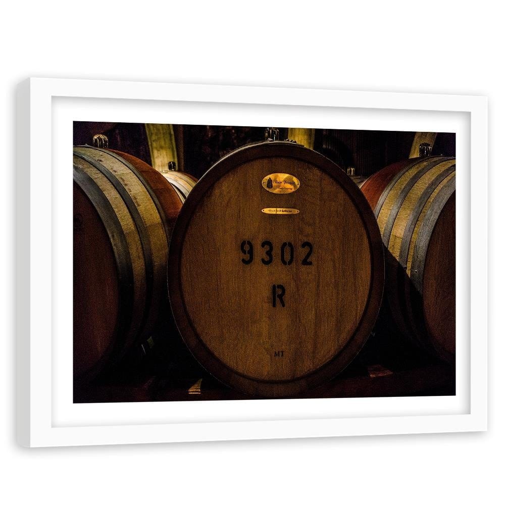 Glezna baltā rāmī - Barrels Of Wine Home Trends DECO