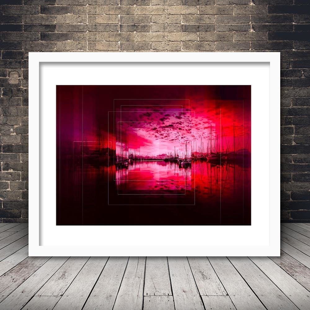 Glezna baltā rāmī - Bay With Boats 2 Home Trends DECO