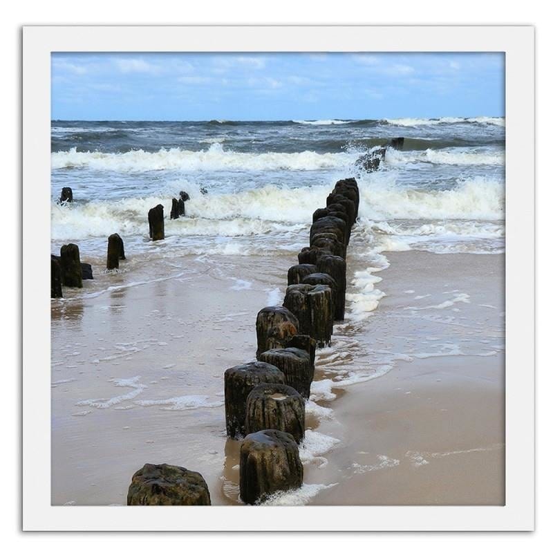 Glezna baltā rāmī - Beach breakwaters 3 Home Trends DECO