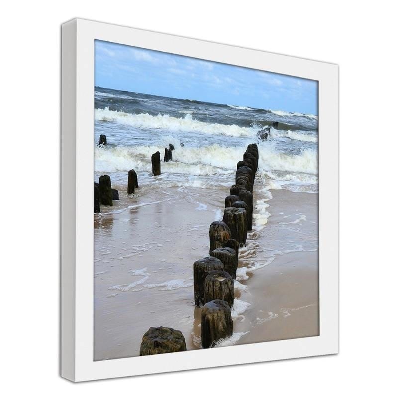 Glezna baltā rāmī - Beach breakwaters 3 Home Trends DECO