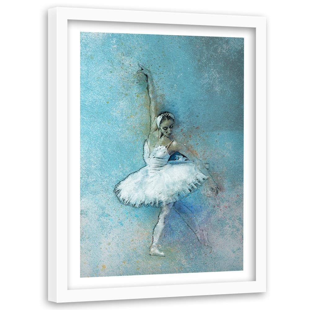 Glezna baltā rāmī - Beautiful Ballerina Home Trends DECO