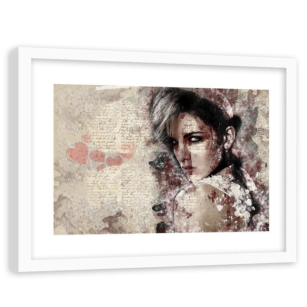 Glezna baltā rāmī - Beautiful Woman Abstraction Home Trends DECO