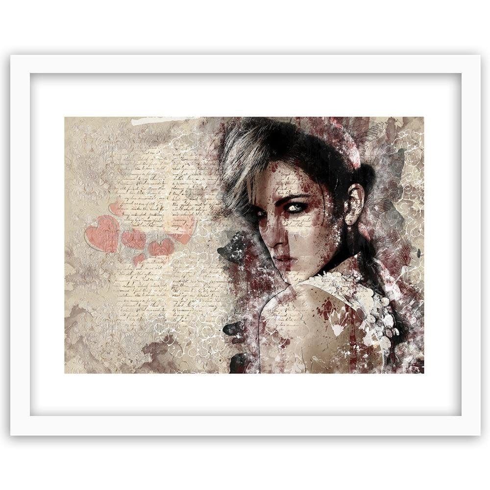 Glezna baltā rāmī - Beautiful Woman Abstraction Home Trends DECO