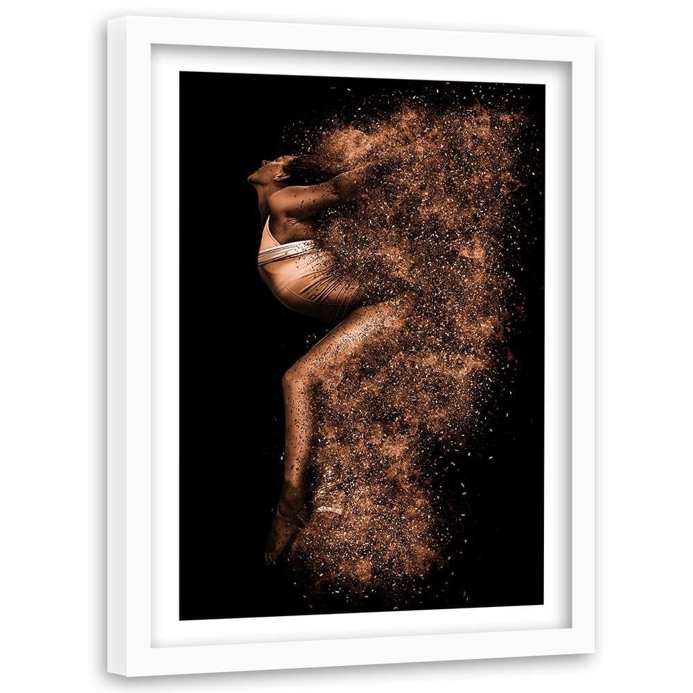 Glezna baltā rāmī - Beautiful Woman In Gold Dust Home Trends DECO