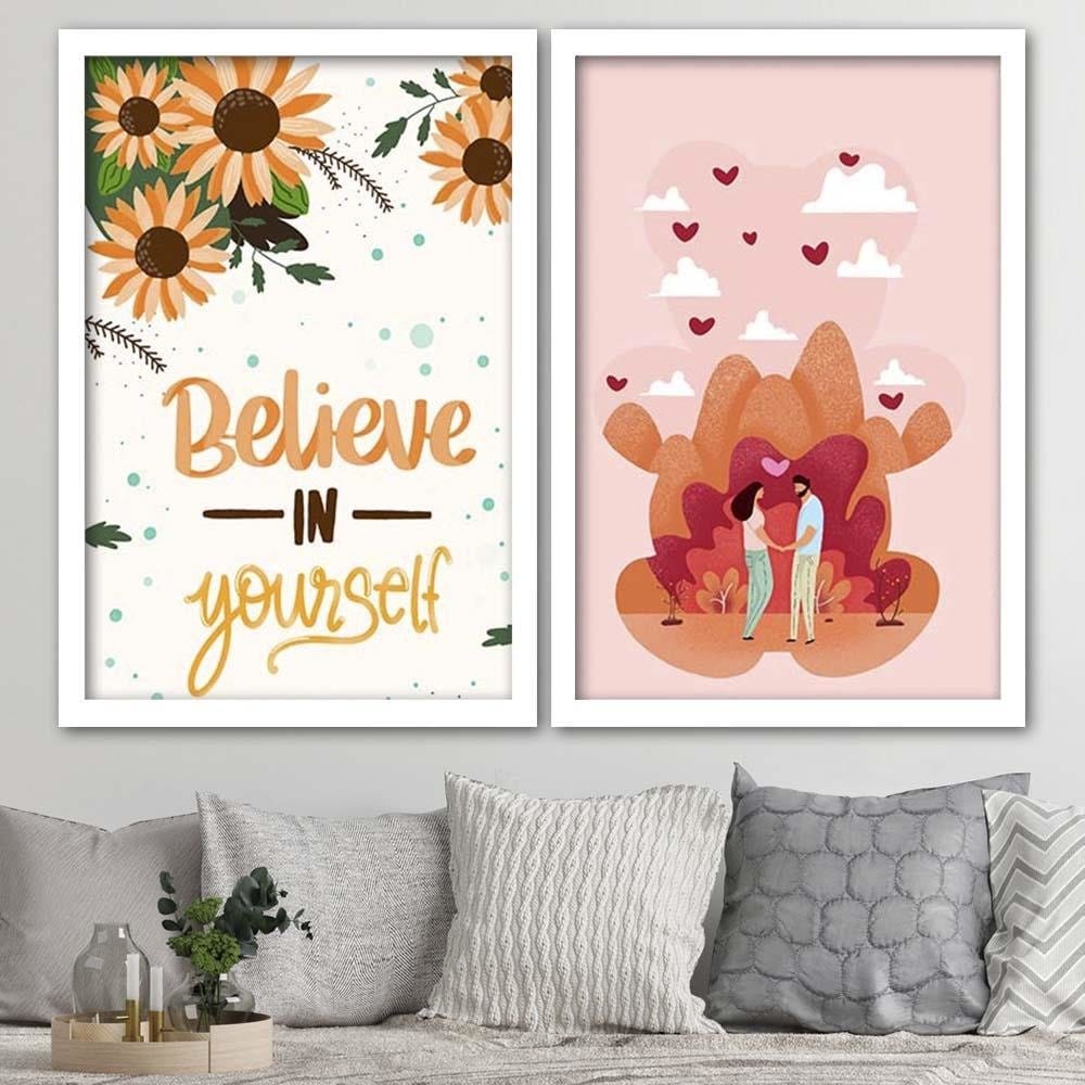 Glezna baltā rāmī - Believe In Yourself Home Trends DECO