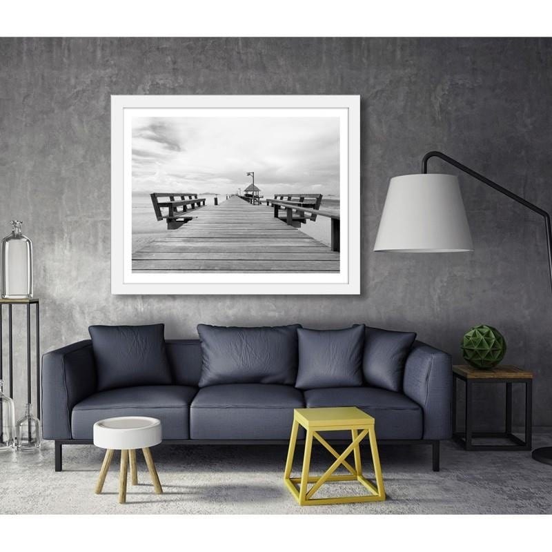 Glezna baltā rāmī - Benches on the pier Home Trends DECO