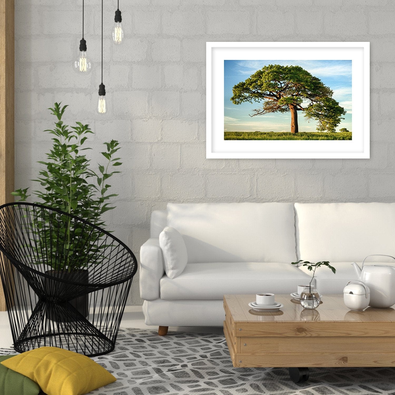 Glezna baltā rāmī - Big Trees Home Trends DECO