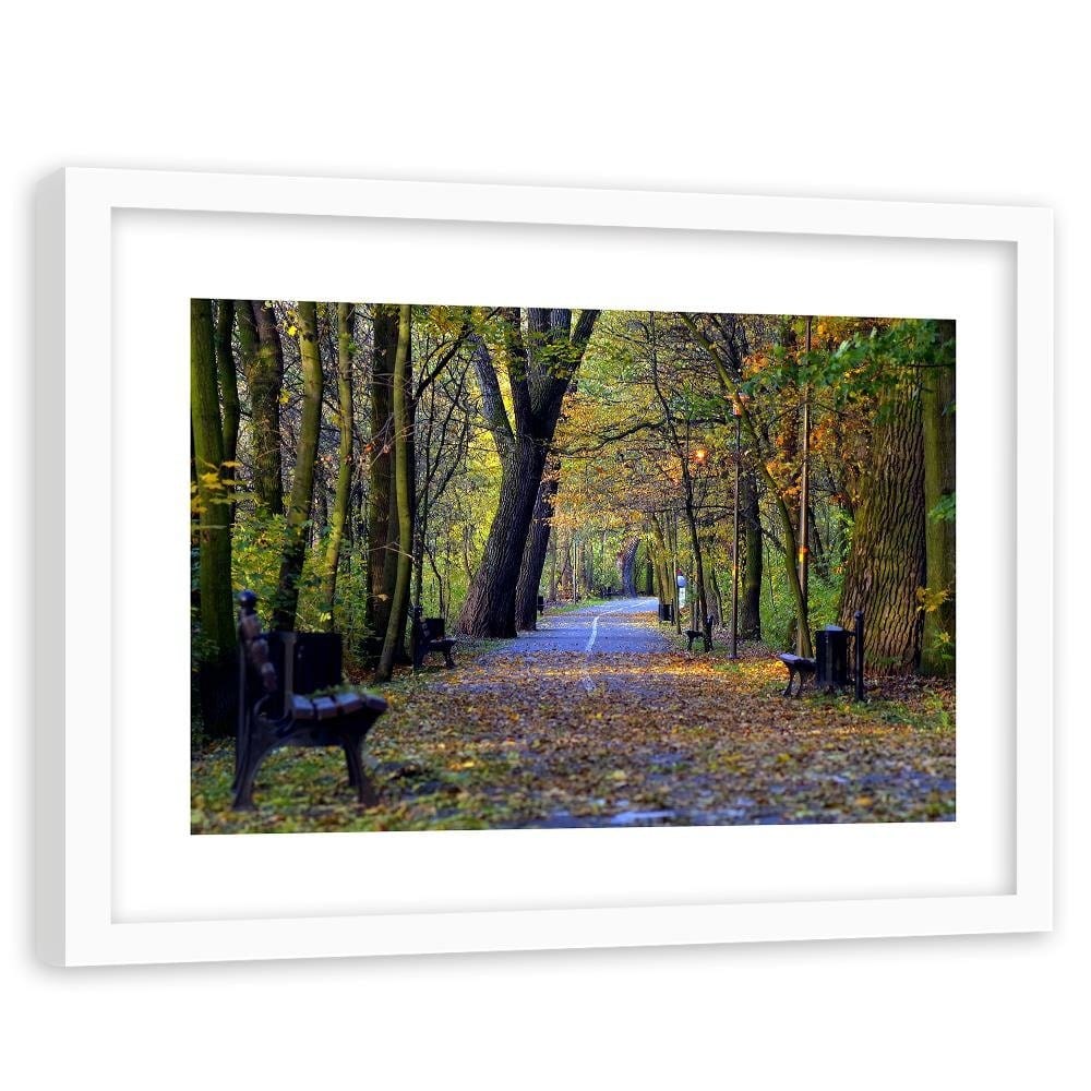 Glezna baltā rāmī - Bike Path In The Park Home Trends DECO