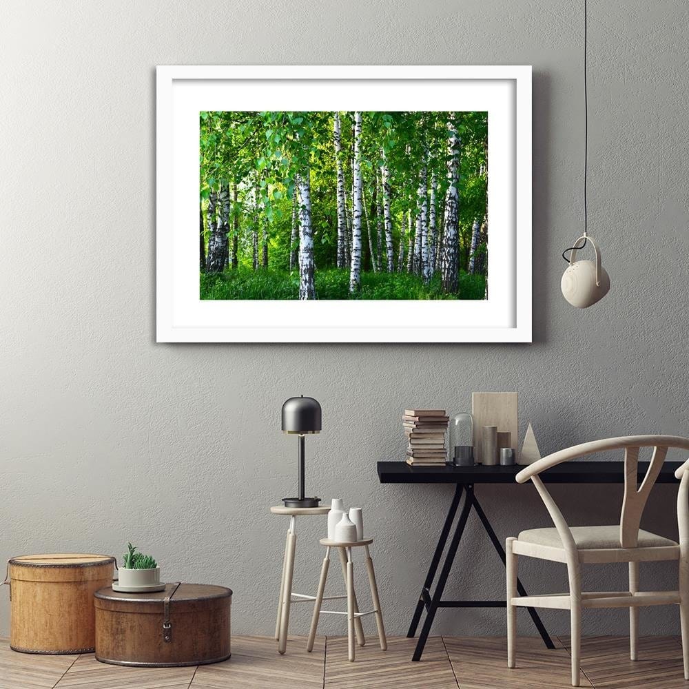 Glezna baltā rāmī - Birch Forest Home Trends DECO