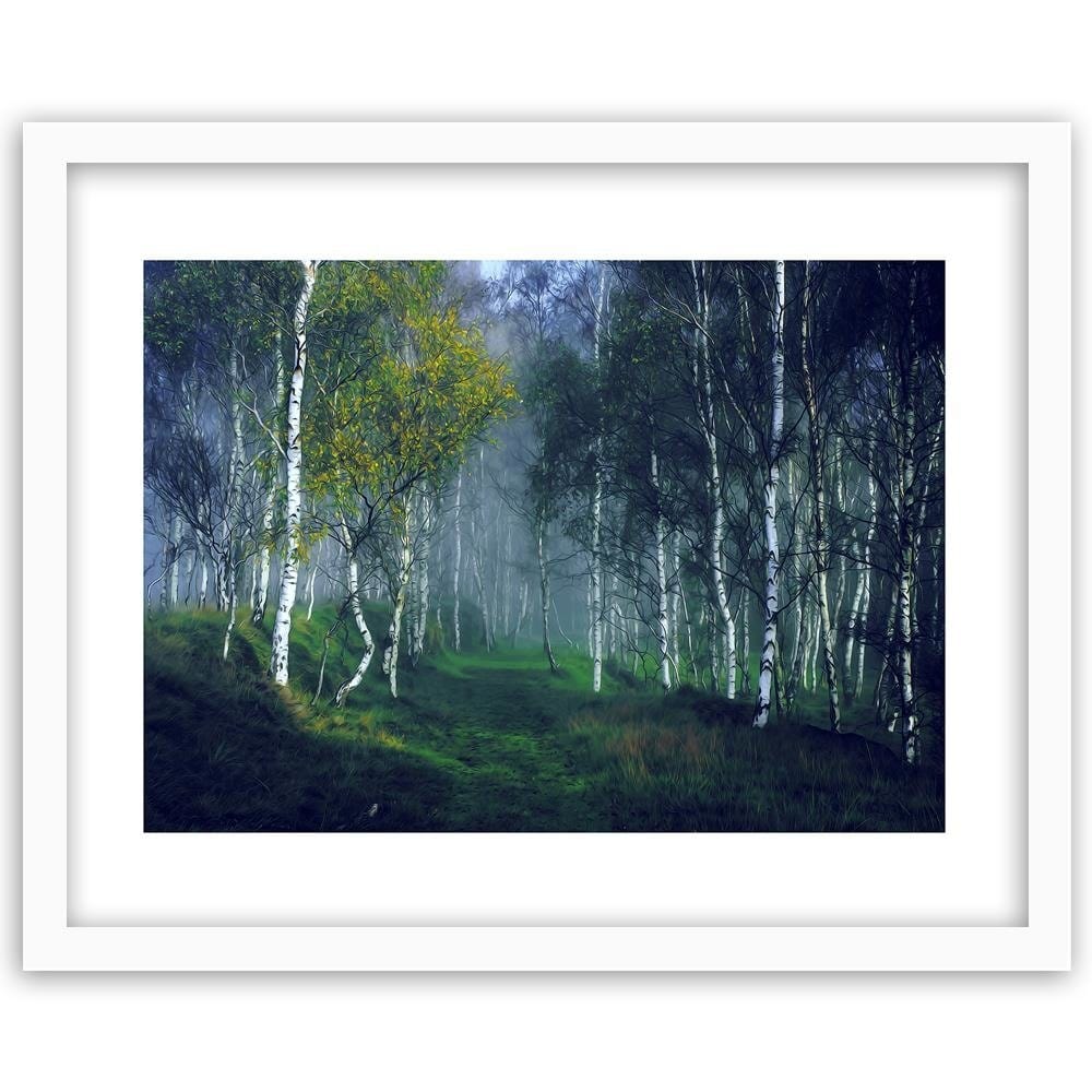 Glezna baltā rāmī - Birch In The Fog Home Trends DECO