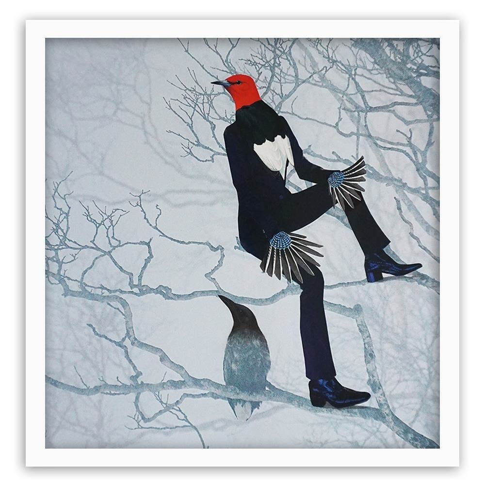 Glezna baltā rāmī - Bird Man Home Trends DECO
