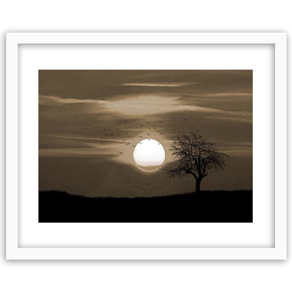 Glezna baltā rāmī - Birds At Sunset 1 Home Trends DECO