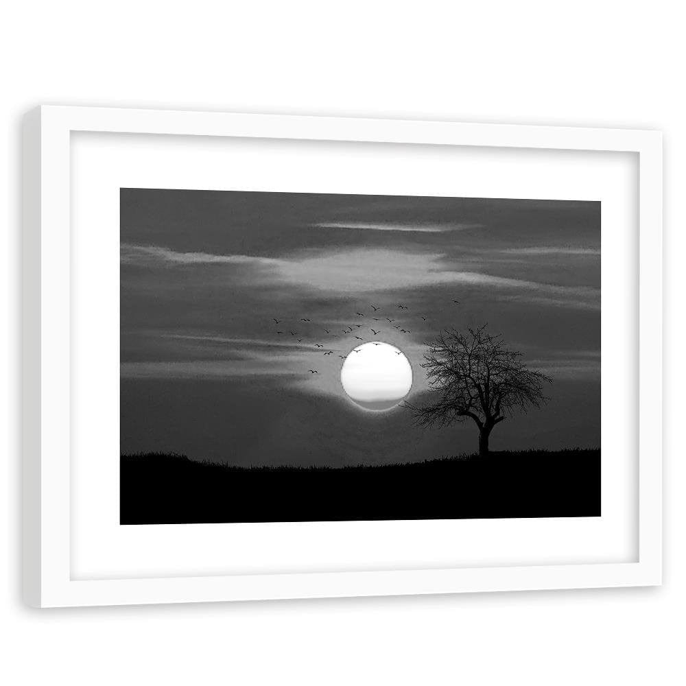 Glezna baltā rāmī - Birds At Sunset 2 Home Trends DECO