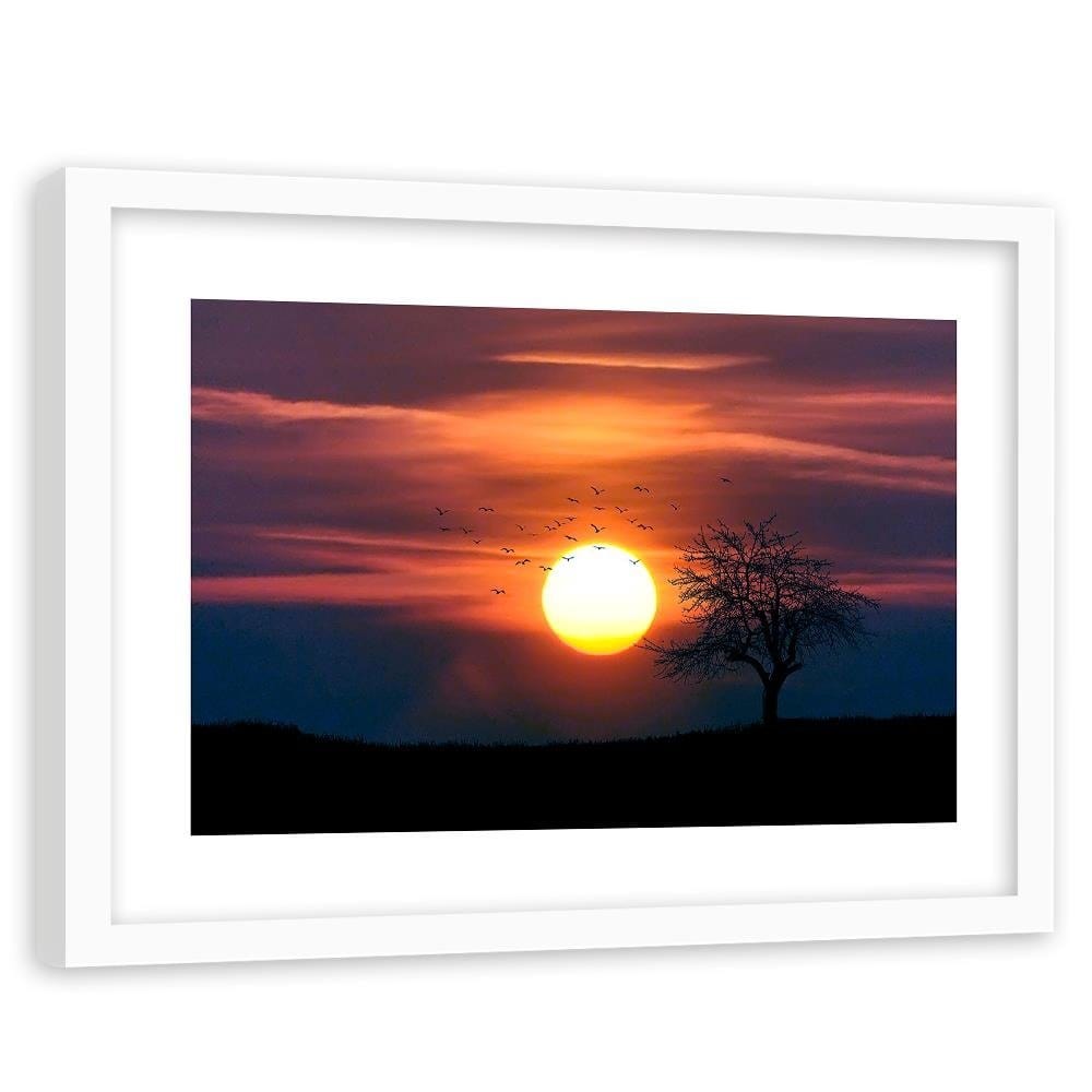 Glezna baltā rāmī - Birds At Sunset 3 Home Trends DECO