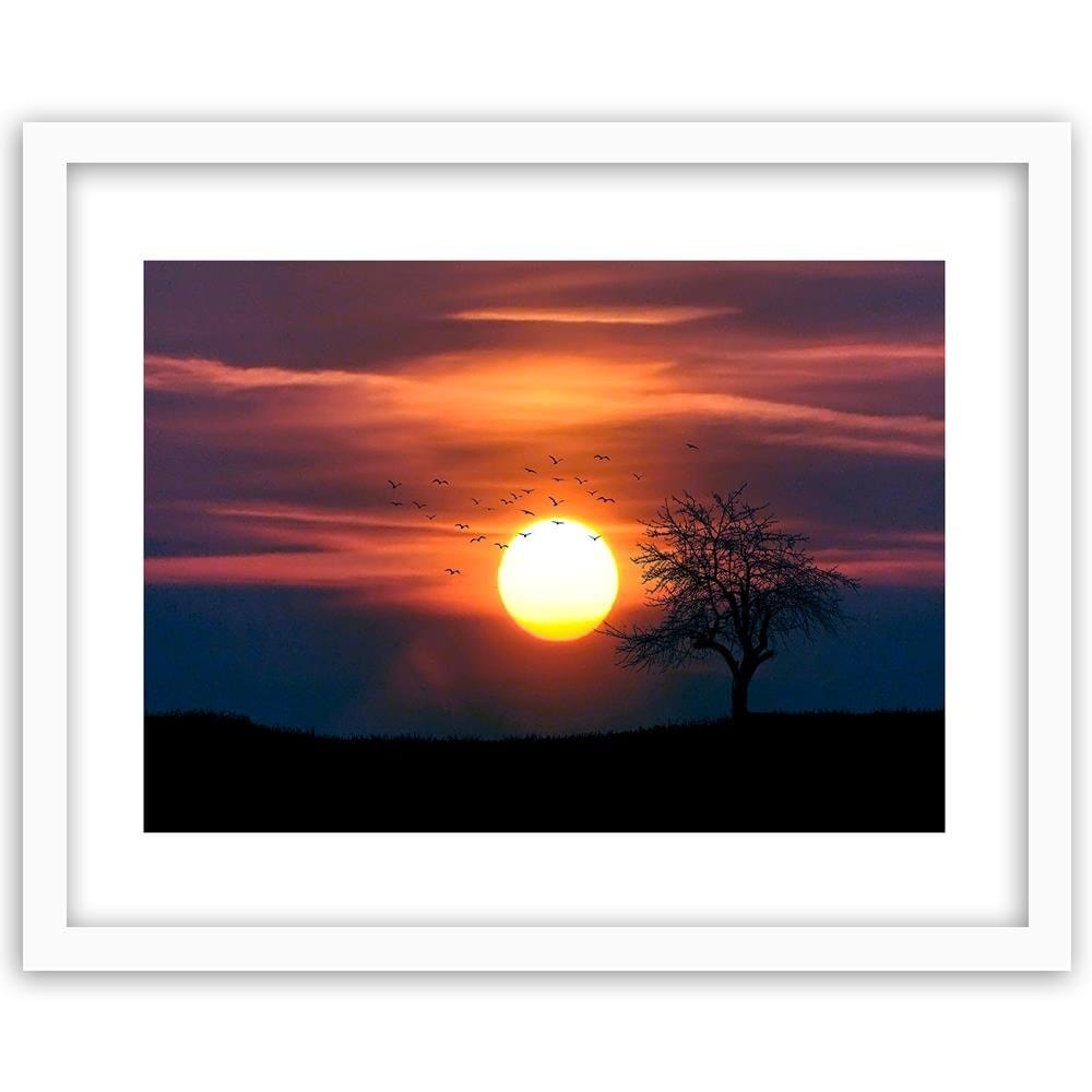 Glezna baltā rāmī - Birds At Sunset 3 Home Trends DECO