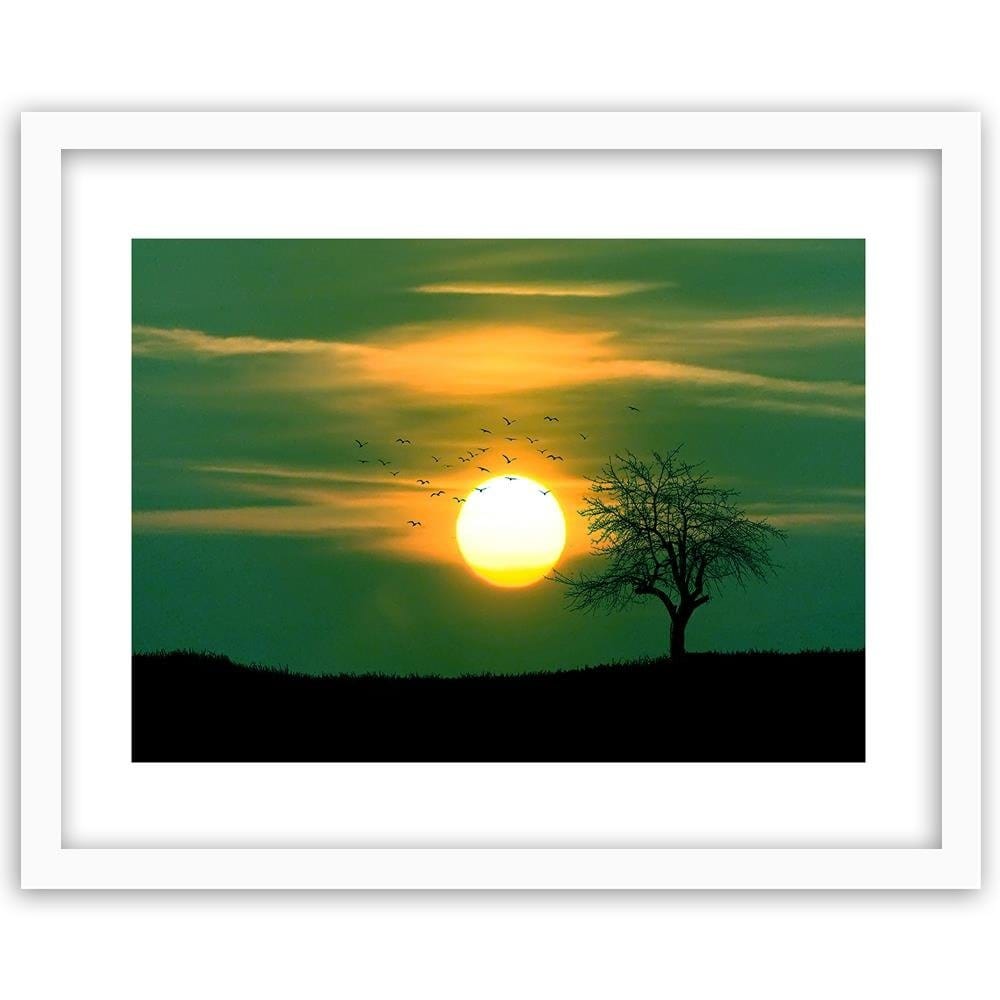 Glezna baltā rāmī - Birds At Sunset 4 Home Trends DECO
