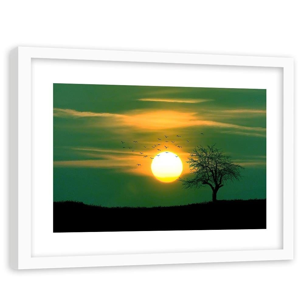 Glezna baltā rāmī - Birds At Sunset 4 Home Trends DECO