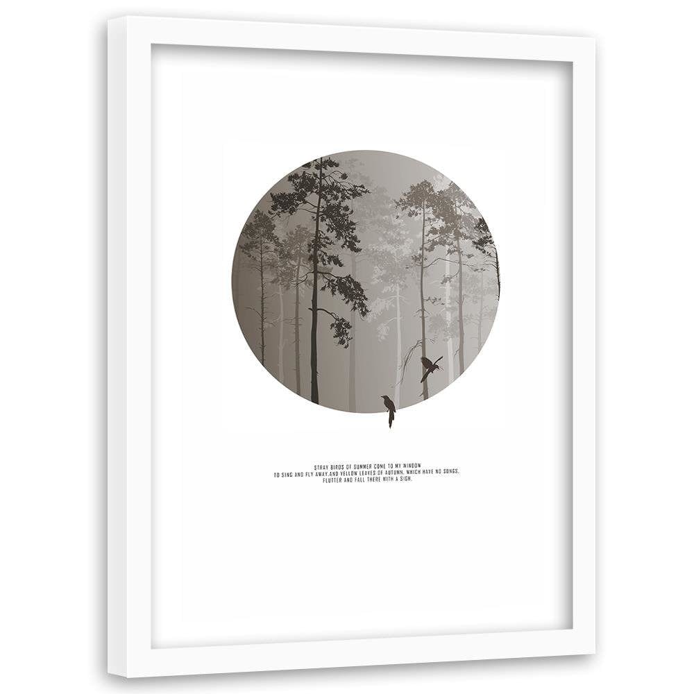 Glezna baltā rāmī - Birds In The Forest Home Trends DECO