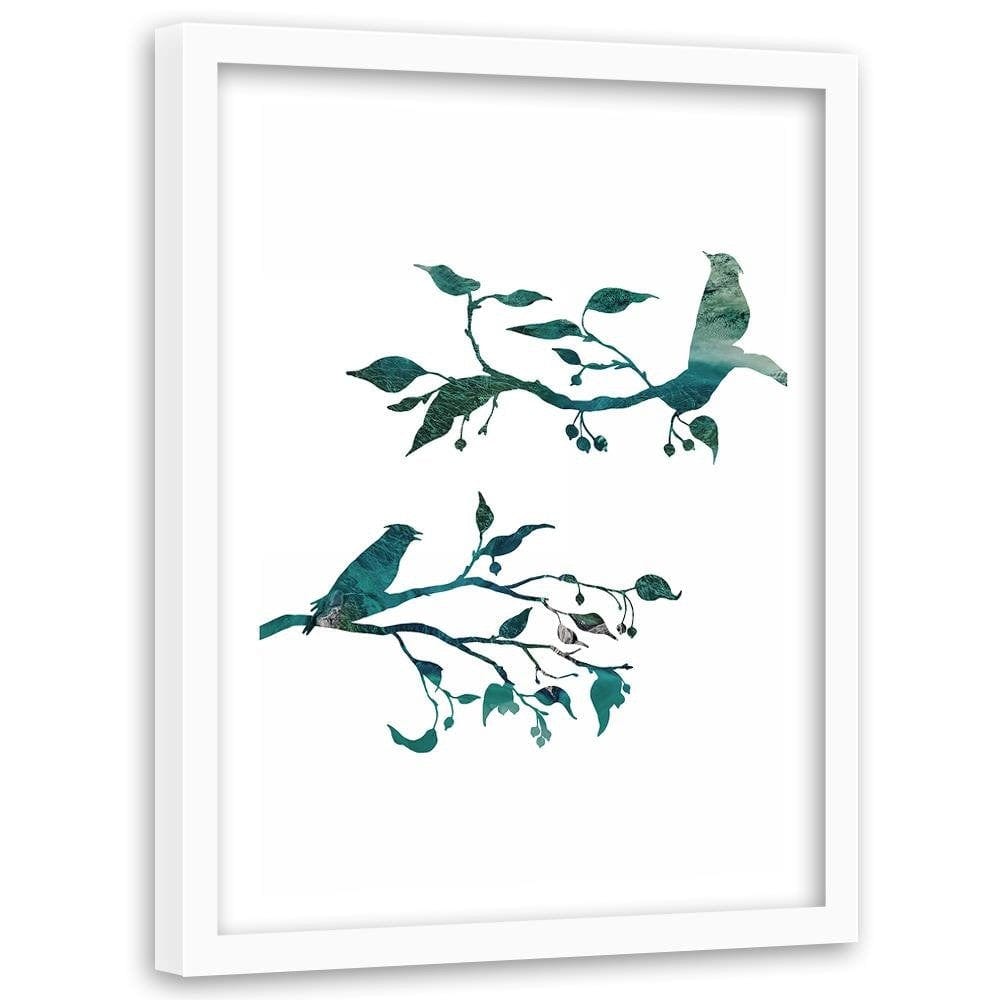 Glezna baltā rāmī - Birds On Branches Home Trends DECO