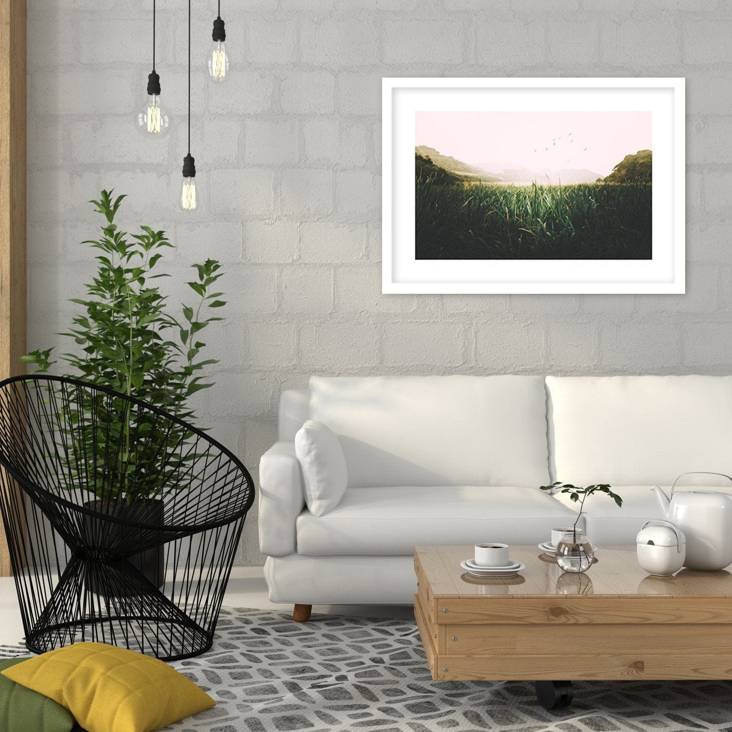 Glezna baltā rāmī - Birds On Wetlands Home Trends DECO