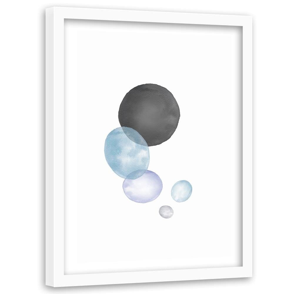 Glezna baltā rāmī - Black And Blue Circles Home Trends DECO