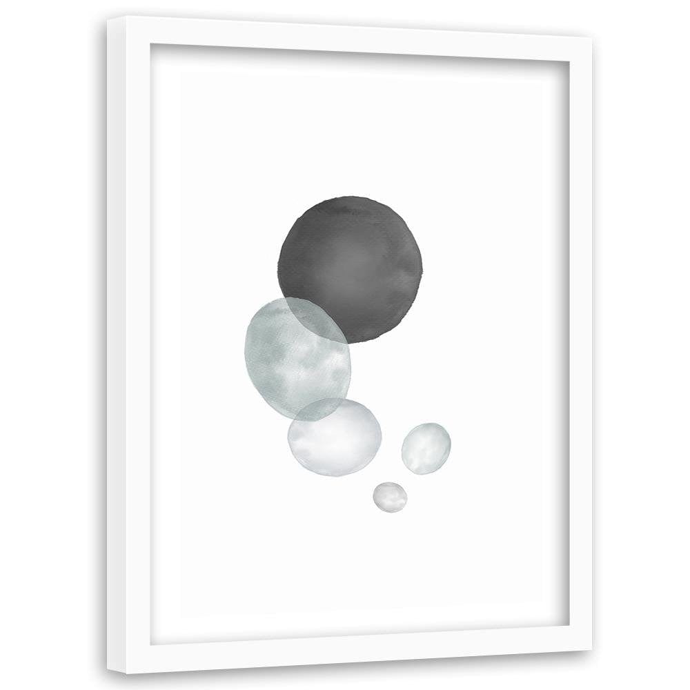 Glezna baltā rāmī - Black And Gray Circles Home Trends DECO