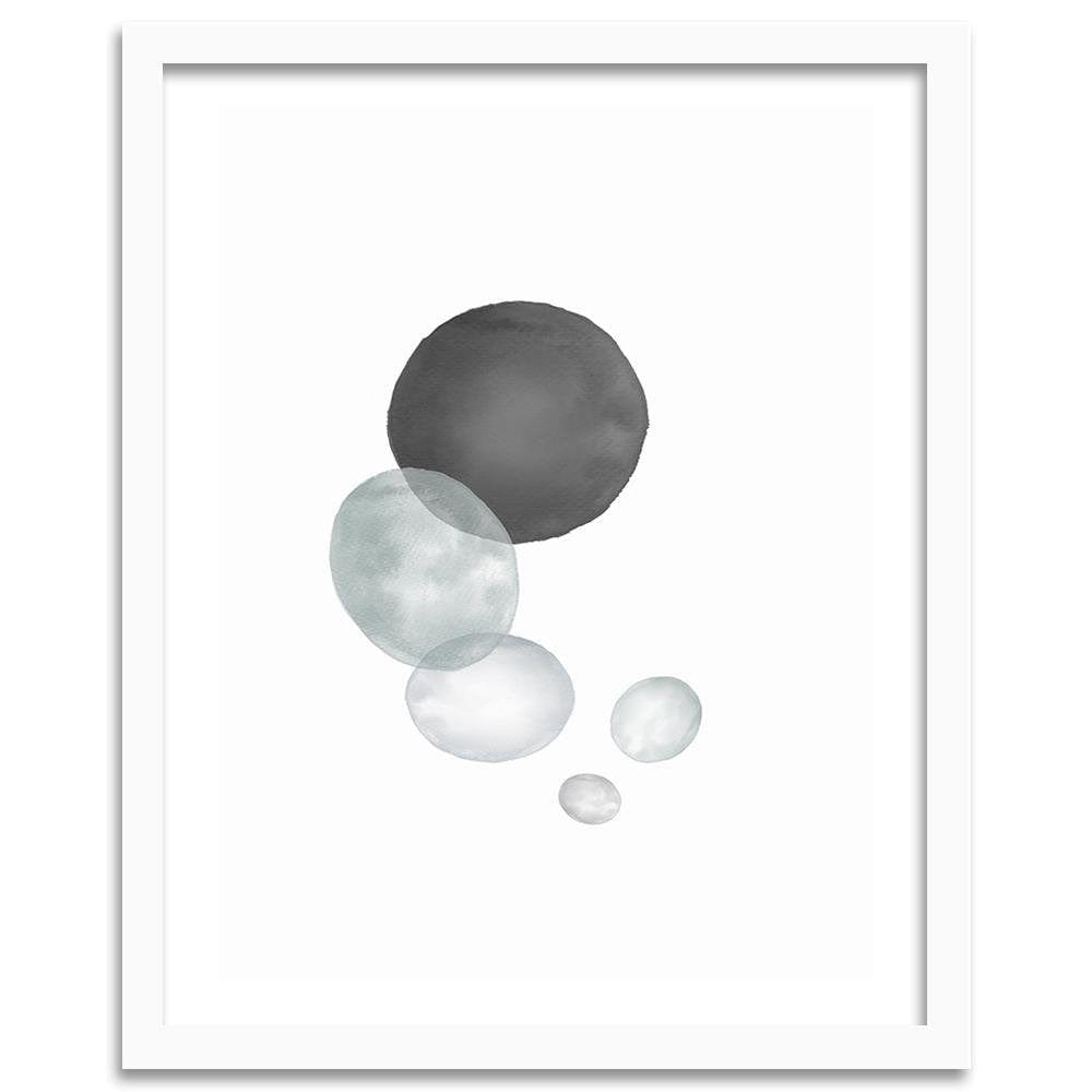 Glezna baltā rāmī - Black And Gray Circles Home Trends DECO