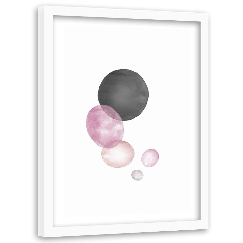 Glezna baltā rāmī - Black And Pink Circles Home Trends DECO