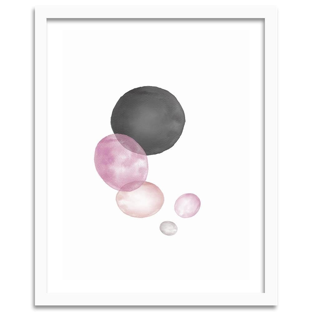Glezna baltā rāmī - Black And Pink Circles Home Trends DECO