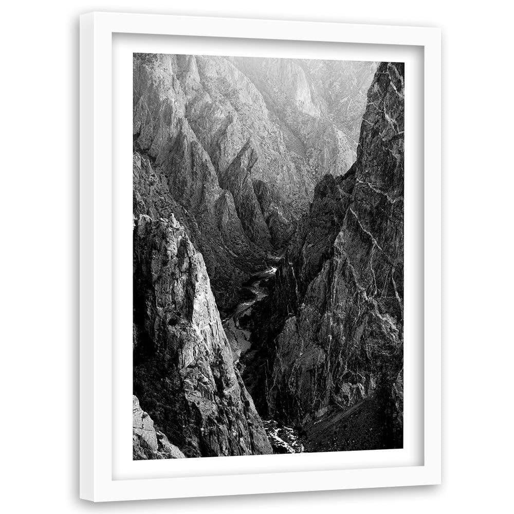 Glezna baltā rāmī - Black And White Mountain Landscape Home Trends DECO