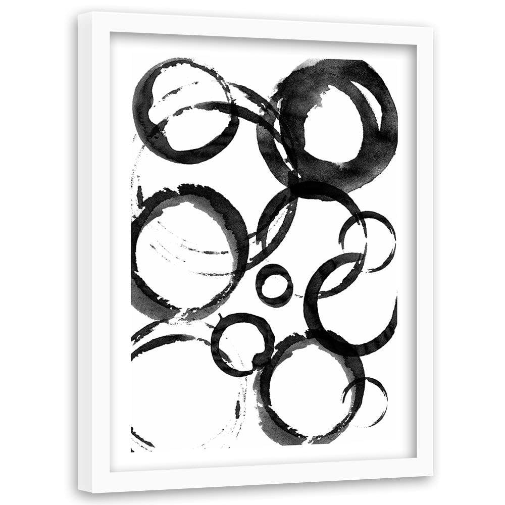 Glezna baltā rāmī - Black Circles Home Trends DECO