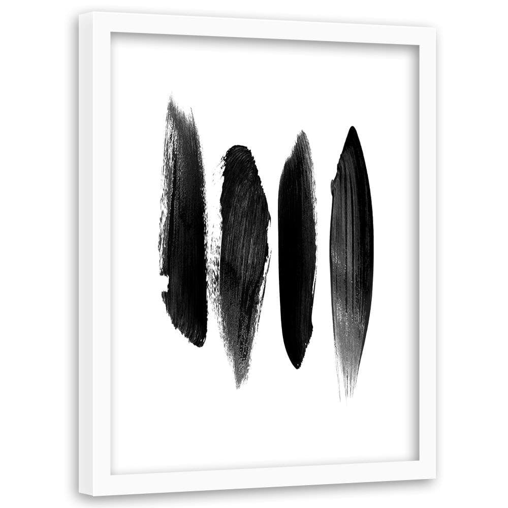 Glezna baltā rāmī - Black Stripes Home Trends DECO