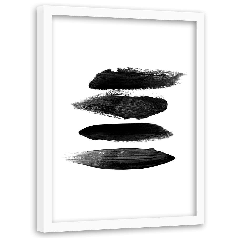Glezna baltā rāmī - Black Stripes Home Trends DECO