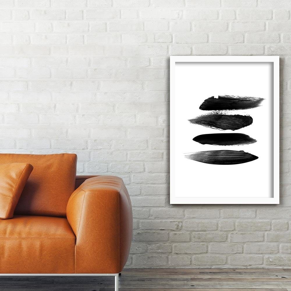 Glezna baltā rāmī - Black Stripes Home Trends DECO