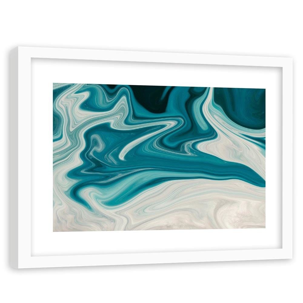 Glezna baltā rāmī - Blue Abstraction Home Trends DECO