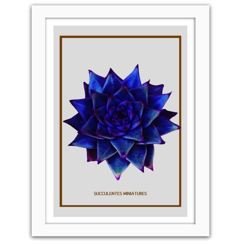 Glezna baltā rāmī - Blue cactus 2 Home Trends DECO