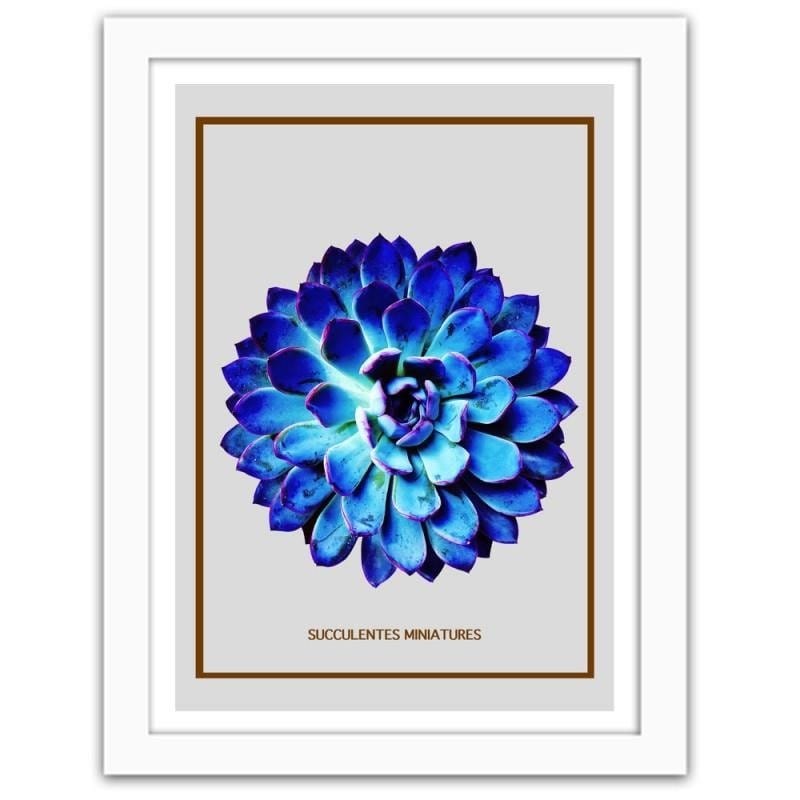 Glezna baltā rāmī - Blue cactus 4 Home Trends DECO