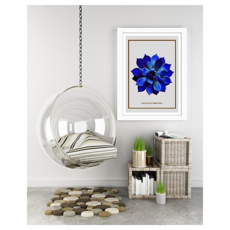 Glezna baltā rāmī - Blue cactus Home Trends DECO