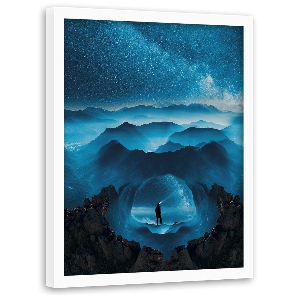Glezna baltā rāmī - Blue Rocks And Man Home Trends DECO