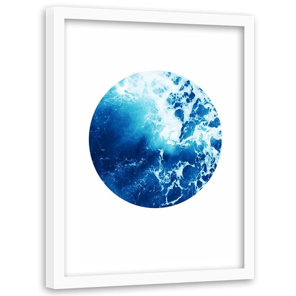 Glezna baltā rāmī - Blue Waves Home Trends DECO