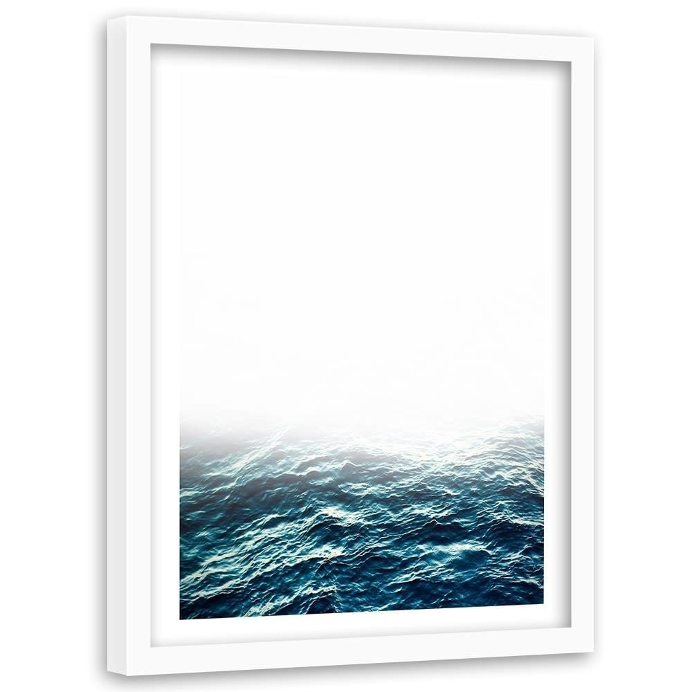 Glezna baltā rāmī - Blue Waves Home Trends DECO