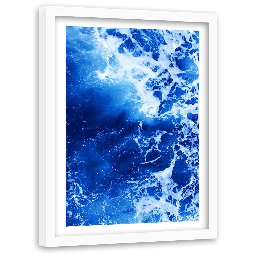 Glezna baltā rāmī - Blue Waves Home Trends DECO