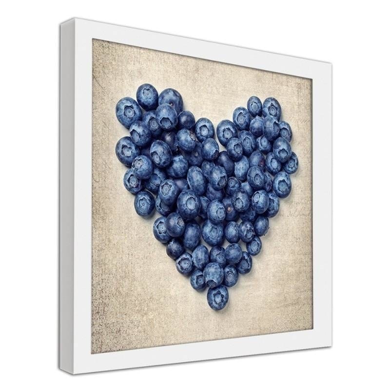 Glezna baltā rāmī - Blueberry heart Home Trends DECO