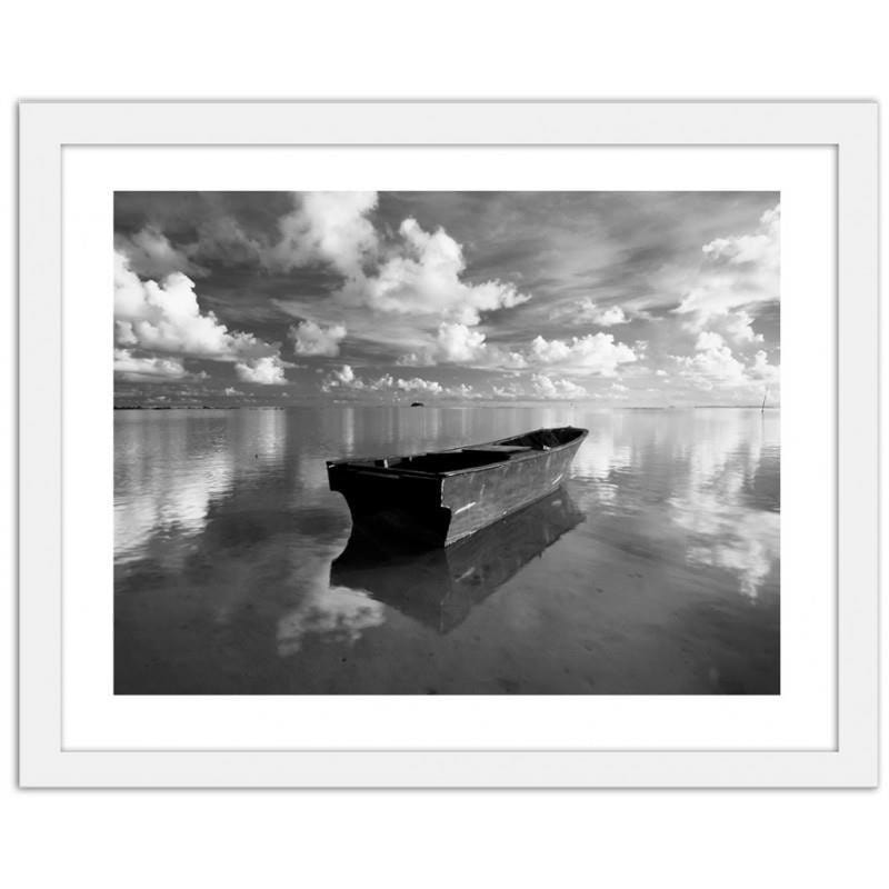 Glezna baltā rāmī - Boat in the clouds Home Trends DECO