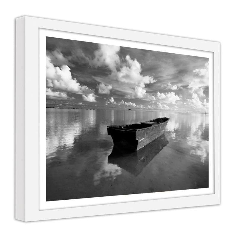 Glezna baltā rāmī - Boat in the clouds Home Trends DECO